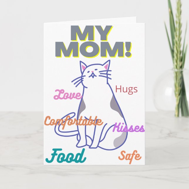 Mi madre una tarjeta de Día de la Madre de gato pa (Anverso)