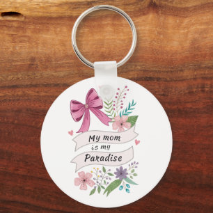 "Mi Mamá es Mi Paraíso" – Llavero Elegante de Acrí
