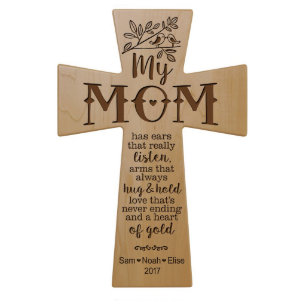 Mi mamá escucha 12x17 cruz de madera de arce