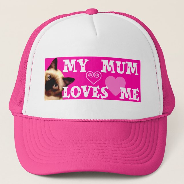 MI MAMÁ ME AMA - GORRA ROSADO CON EL CAT (Anverso)