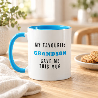 Mi Nieto Favorito Taza Divertida Azul para Abuelos