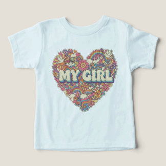 Mi niña Camiseta floral corazón para niñas pequeña