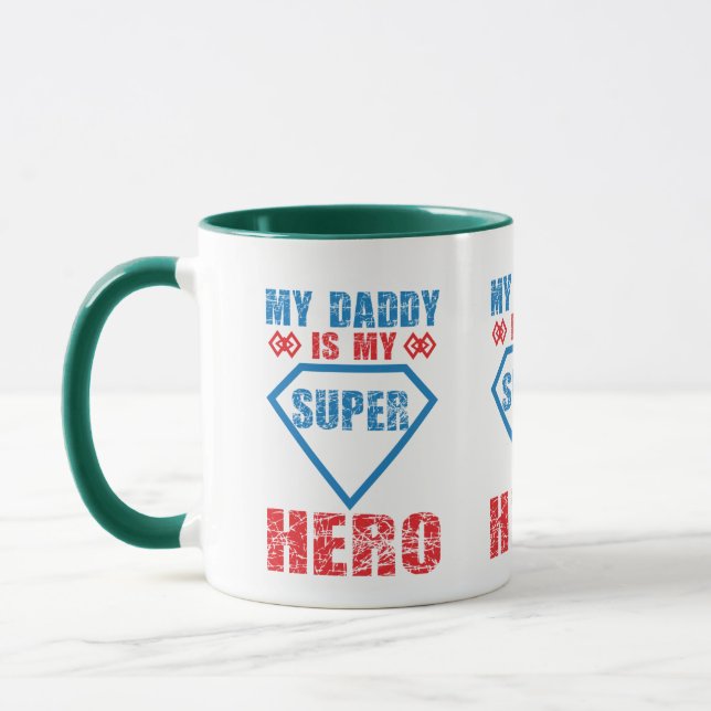 Mi papá es mi superhéroe triple diseño Taza de caf (Izquierda)