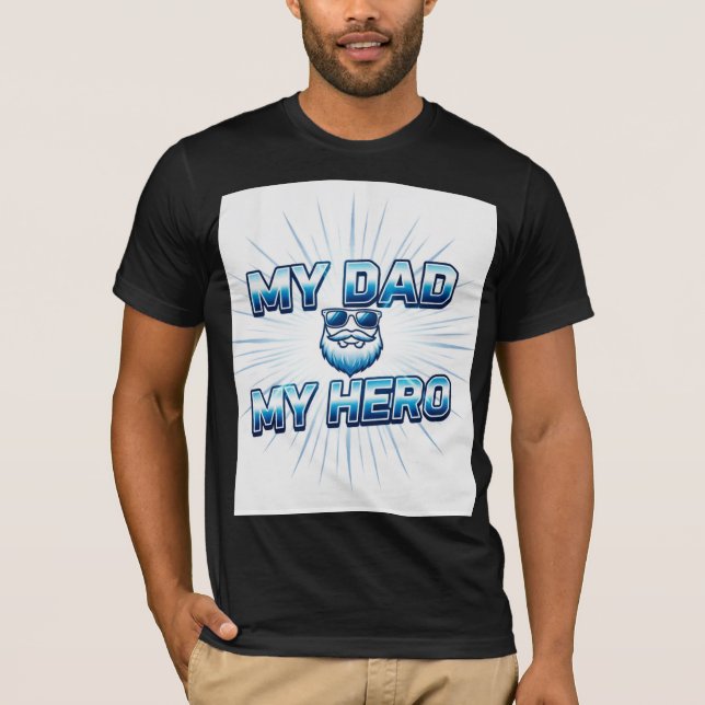 Mi Papá Mi Héroe Camiseta Azul del Día del Padre | (Anverso)