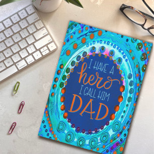 Mi Papá Mi Héroe. Divertida tarjeta de inespiritua