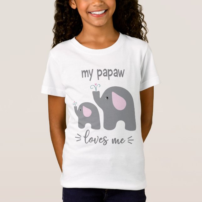 Mi Papaw me ama - Camisa elefante para niños (Anverso)