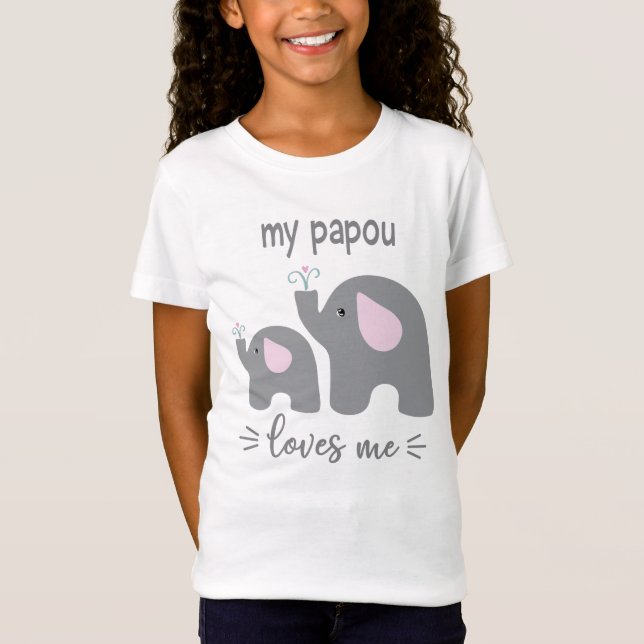 Mi papou me ama - Camisa elefante para niños (Anverso)