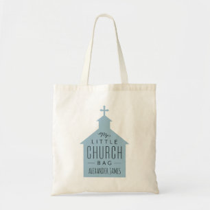 Mi pequeña bolsa de iglesia tote de un chico azul 