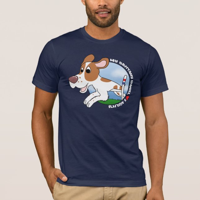 Mi perro de aguas de Bretaña ama la camiseta de la (Anverso)