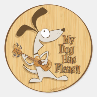 Mi perro tiene flores - pegatina de ukulele redond
