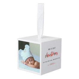 Mi primer bebé de Navidad Foto Cubo de Ornamento