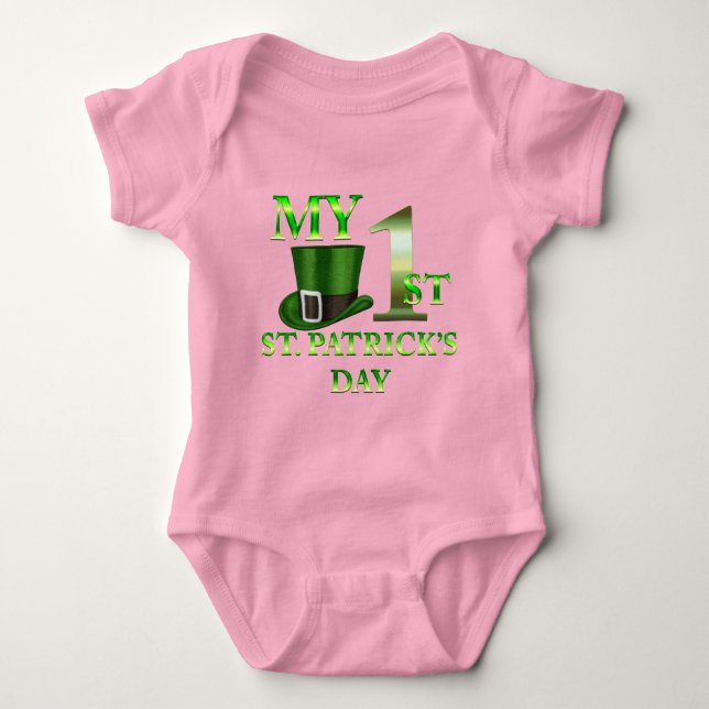 Mi primer día de San Patricio Gorrito de bebé Body (Anverso)
