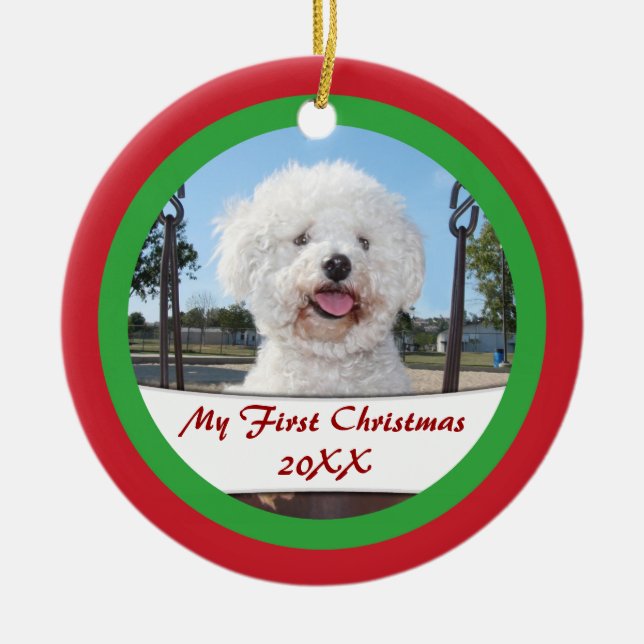 Mi primer navidad para el ornamento del mascota o (Frente)