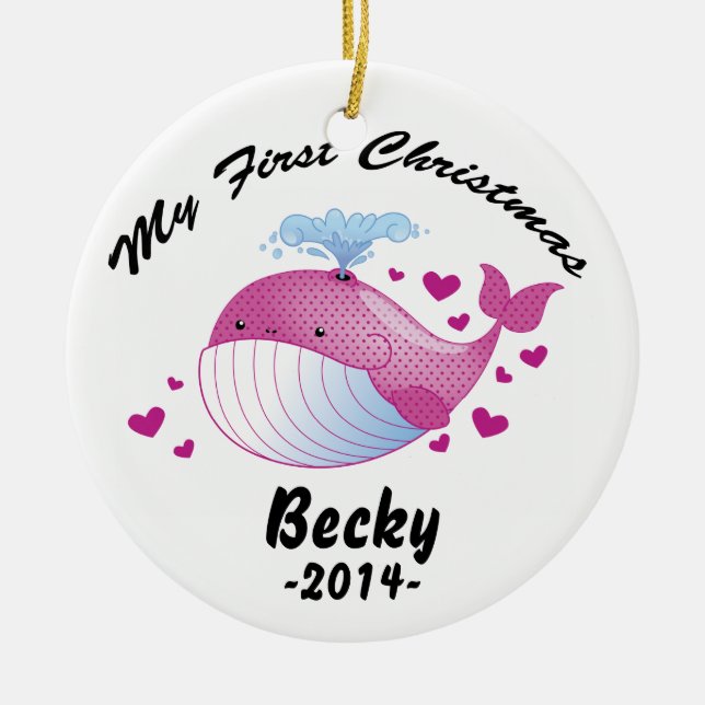 Mi primer ornamento del navidad - niña - ballena (Frente)