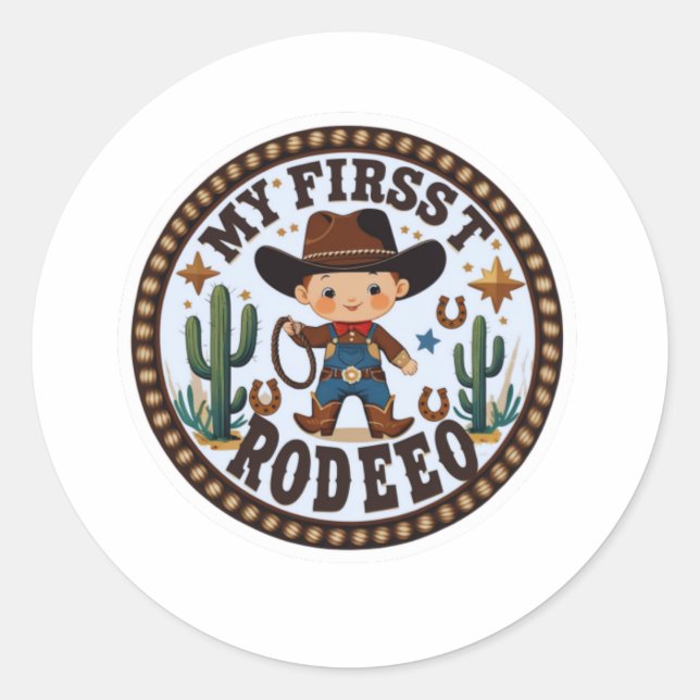 Mi primer Pegatina de Rodeo-Bebé - Bebé de Cowboy (Anverso)