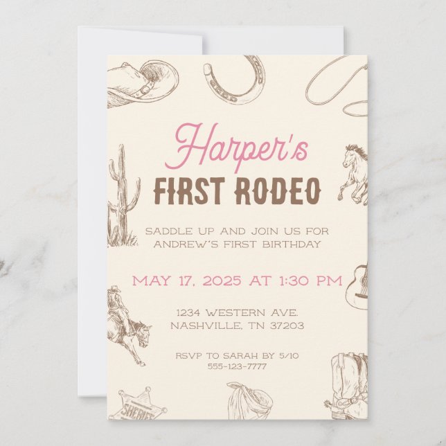 Mi Primer Rodeo Invitación de Cumpleaños 1er Cumpl (Anverso)