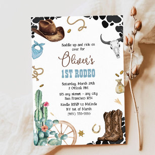 mi primer rodeo Tarjeta de invitación de cumpleaño