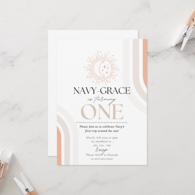 Mi Primer Viaje Alrededor Del Sol Invitación (Anverso/Reverso In Situ)