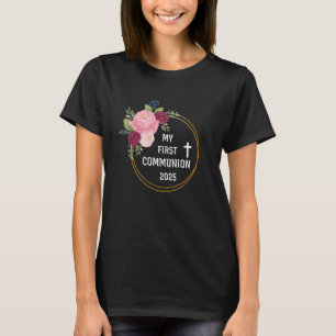 Mi Primera Comunión 2025 Camiseta Niñas Cruz Gato