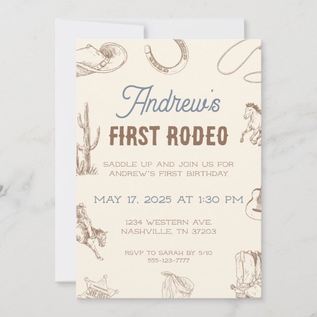 Mi primera invitación al rodeo del primer cumpleañ (Anverso)