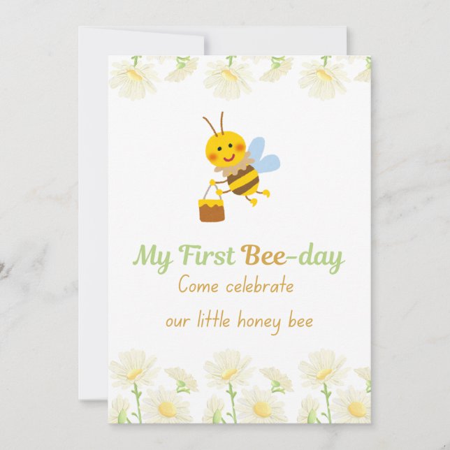 Mi primera invitación de cumpleaños de abeja (Anverso)