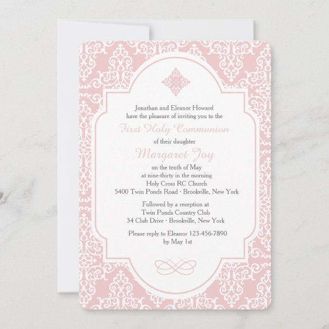 Mi primera invitación rosada de la comunidad (Anverso)