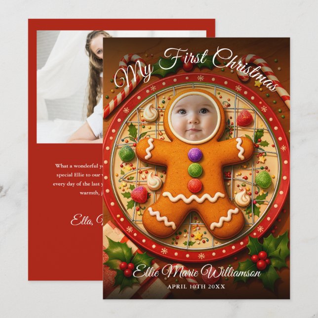 Mi Primera Navidad Cute Gingerbread 2 Foto (Anverso / Reverso)