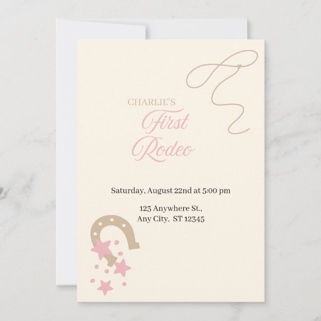 Mi Primera Rodeo Invitación de Cumpleaños (Anverso)