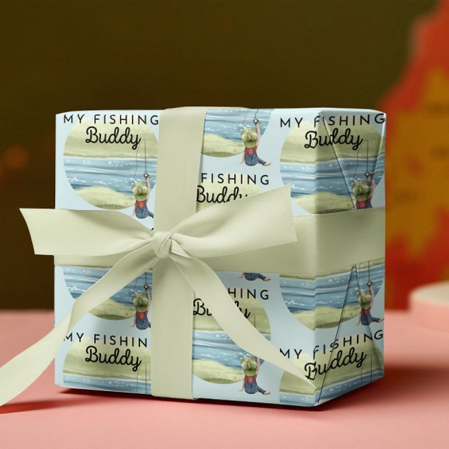 Mi rollo de papel de envolvimiento de Buey de pesc (Celebrate your special fishing buddy with these cute watercolor wrapping paper sheets! )