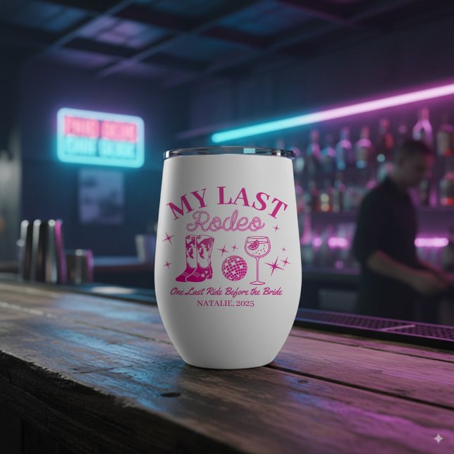 Mi última fiesta personalizada de bachillerato ros (last rodeo wine tumbler)