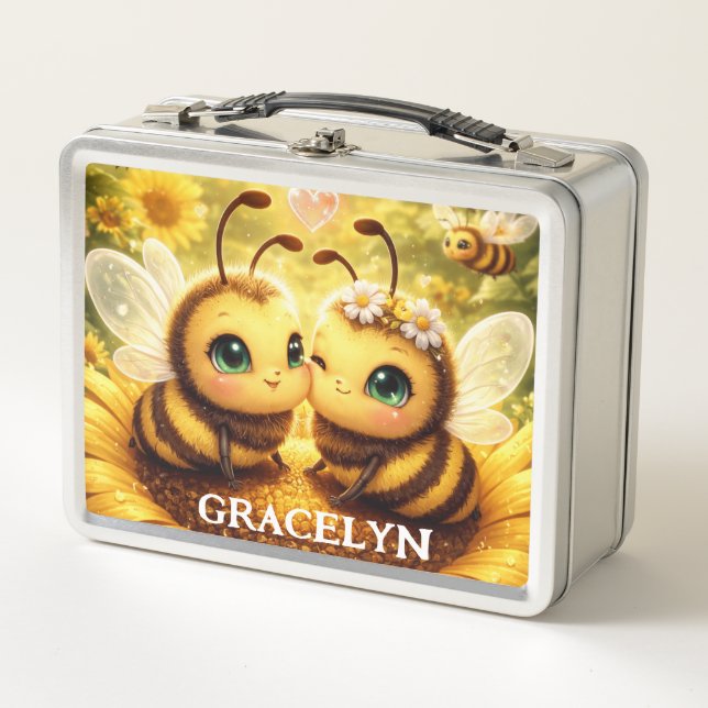 MÍA LA ABEJA en un girasol. (Anverso)