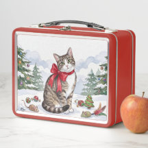 Mia la Gata Festiva con Decoración Navideña