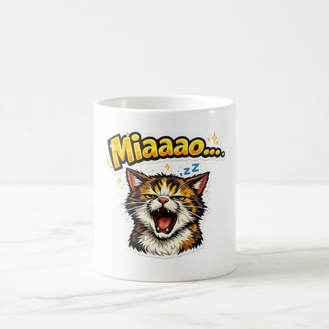 Miaaao... | Taza de café gato somnoliento (Centro)