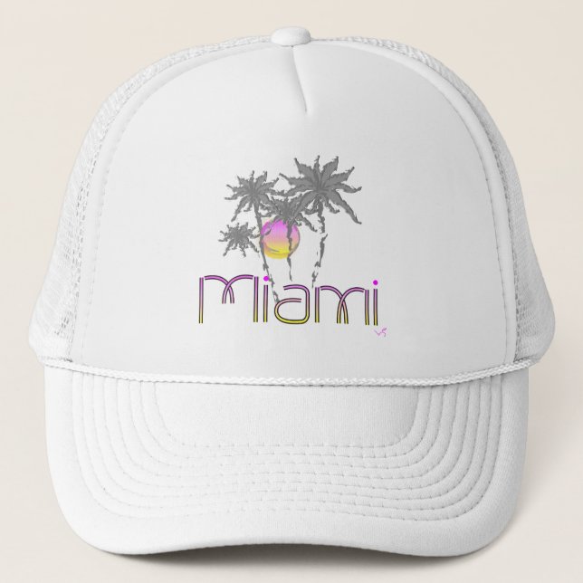 Miami, Florida Palms Moderno Gorra ajustable Guay (Anverso)