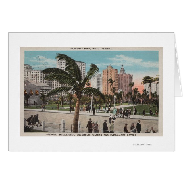 Miami, Florida - Vista de Bayfront Park & Hotels (Anverso (Horizontal))