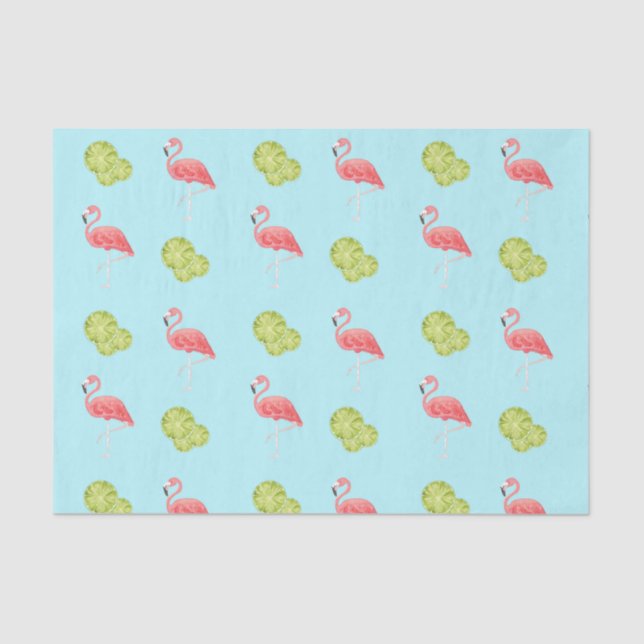 Miami Vibes Flamingo y limes Tejido Papel (Anverso)