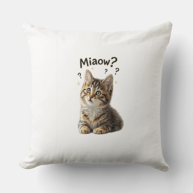 ¿Miau? | Almohada Divertida de Gato para Amantes d (Anverso)