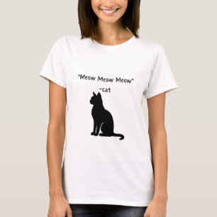 Miau Miau Miau - Camiseta con Silueta de Gato Ador