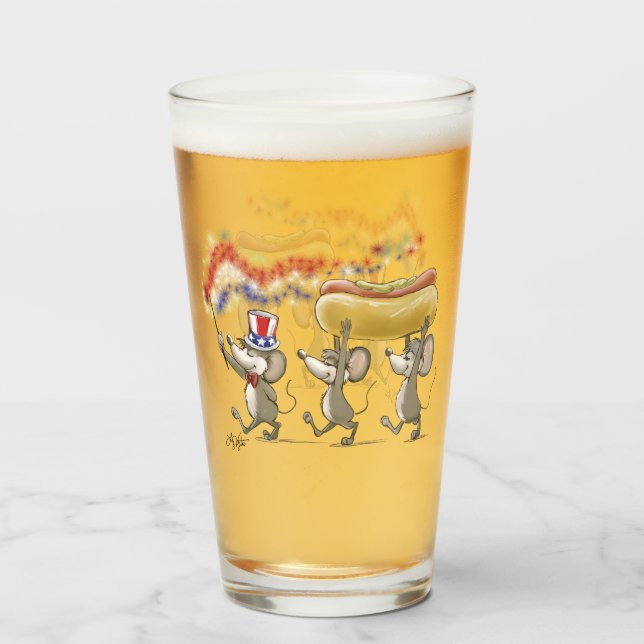 Mic, Mac & Moe's Happy 4th of July Glass Cup (Anverso (lleno))