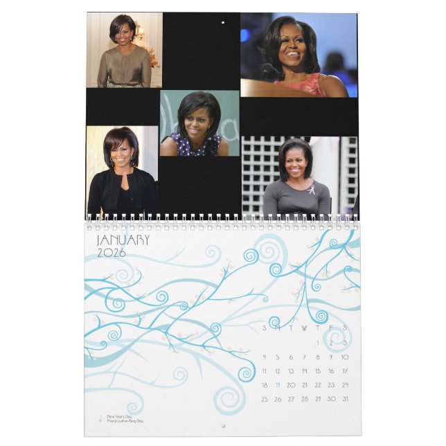 MICHELLE OBAMA, calendario AMERICANO DE LA PRIMERA (Jan 2026)