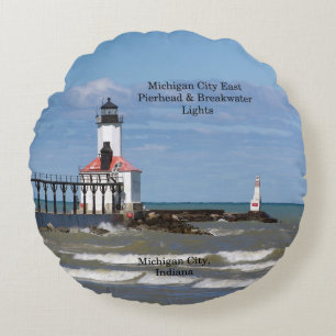 Michigan City East Pierhead & Bkw Lights almohada