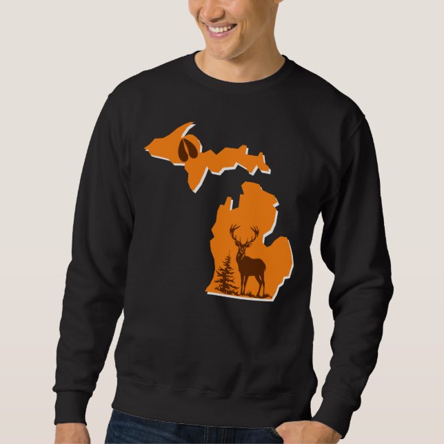 Michigan Deer Hunting - sudadera de cuello de crem (Anverso)