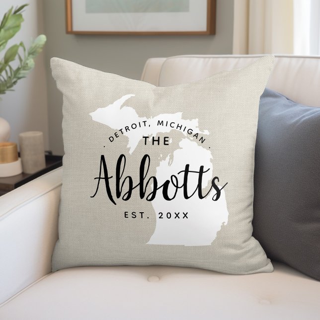 Michigan Family Monogram State Cojín decorativo (Subido por el creador)