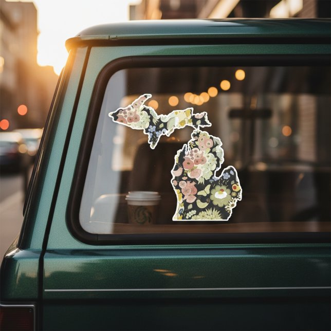 Michigan Floral Pegatina (Carry the beauty of the Mitten wherever you roam.)