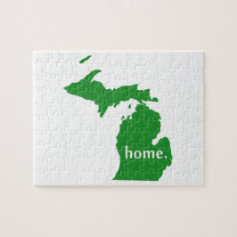 Michigan Green Home Silhouette Jigsaw Puzzle