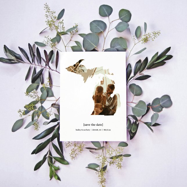 Michigan Guardar la tarjeta fotográfica de fecha (Michigan Save the Date)