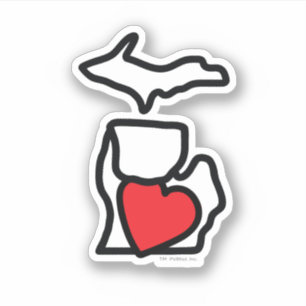Michigan Holding Heart Pegatina