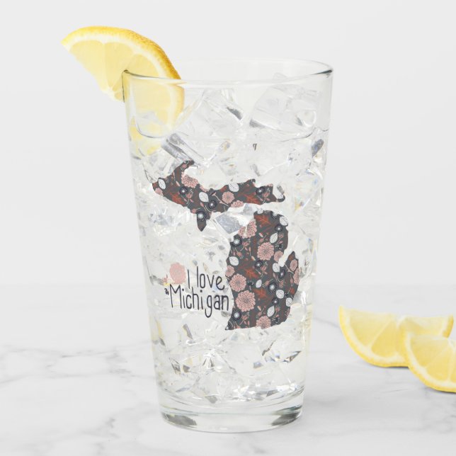 Michigan I Love Floral Filete Silhouette (Anverso (hielo))