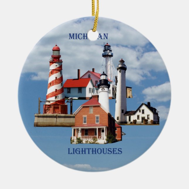 Michigan Lighthouses ornamento cerámico (Frente)