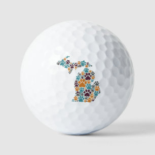Michigan Paw Imprime bolas de golf de 3 paquetes